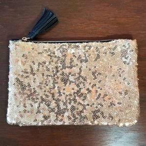 Gold Sequin and Faux Leather Ipsy Makeup Bag New